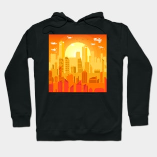 Summer sunset fullcolor city modern art Hoodie